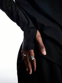 LYSMO 2025 New Arrive Minimalism Fall Women Casual Rhinestone Letter Pattern Round Neck Long Sleeve Shirt Long Sleeve Graphic Tshirt For Going Out Outfits, Back To School, Graduation, Streetwear, Grunge And Punk Chic, Y2K Clothes And Stockholm Style - Black - View 6