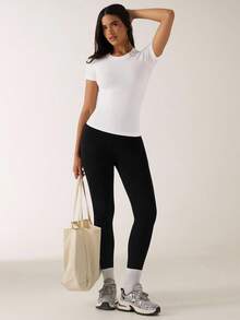 SHEIN BAE Women Summer Simple Letter Printed Sleeveless Sports Tank Topworkout Tank Top - White - View 8