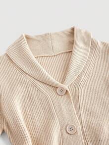 SHEIN MOD Women's Vintage Cardigan Sweater Shawl Collar Button Knit Sweater Jacket In Fall/Winter - Khaki - View 3