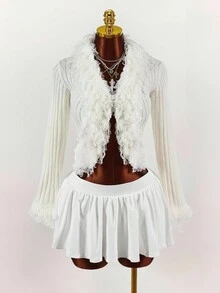 Y2K Amplova New Year Amplova Women Tassel V-Neck Slim-Fit Sexy Casual Woolen Top Tassel Tight Fit Sexy Bell Sleeve Cardigan Sweater Autumn Winter Clothes For Women - Apricot - View 4