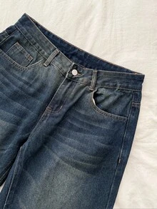 Attitoon Jeans rectos holgados y casuales con bolsillos para mujer, versátiles - Azul lavado oscuro - Ver 6