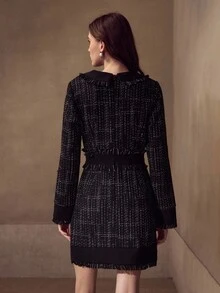 MOTF PREMIUM 秋季全印花毛边修身短款连衣裙