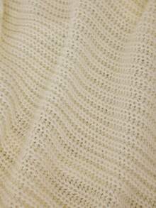 SHEIN Cottnline Plus Size Boat Neck Drop Shoulder Solid Color Sweater Dress - Beige - View 6