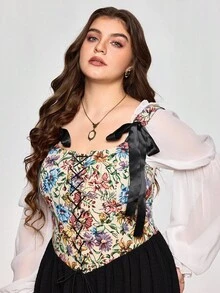 ROMWE EDITION Váy ôm sát phong cách cung điện cổ điển cỡ lớn - màu đen - Xem 2