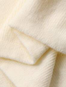 Livesso Conjunto de dos piezas de top holgado de cuello en V y pantalones casuales de punto para mujer en otoño - Albaricoque - Ver 8