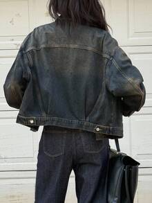 DAZY Áo khoác và áo khoác denim nữ cổ điển, hàng mới về mùa thu/đông - Màu xanh lam - Xem 2
