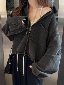 FRIFUL 女士休闲牛仔拉链夹克