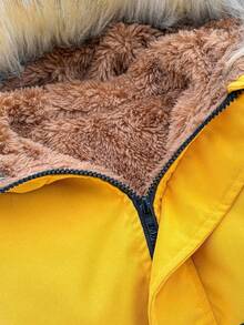 SHEIN Newborn Baby Girl Cute Cartoon Pattern Hooded Jacket, Versatile For Autumn/Winter Fall - Yellow - View 5