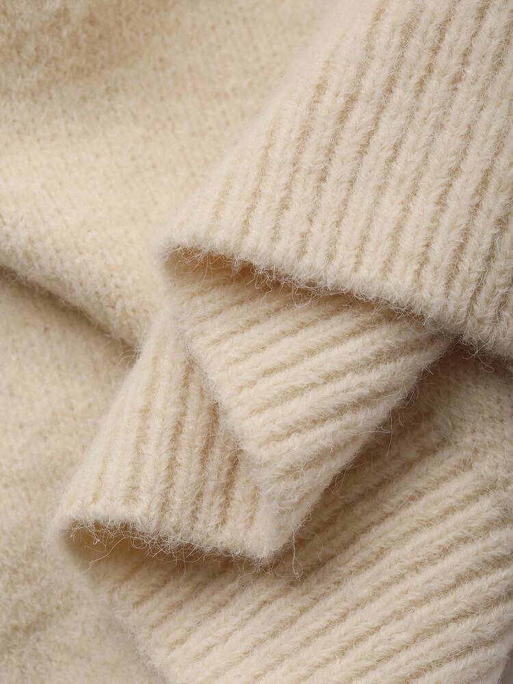2pcs/Set Young Girls Casual Korean Style Solid Color Lapel Long Sleeve Sweater & Loose Straight Leg Pants Outfit Fall,Winter