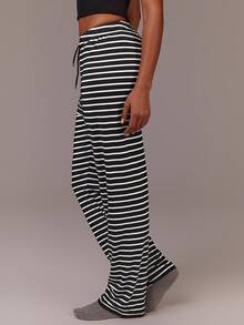 Athîral 2pcs Women's Casual Striped Pajama Bottoms - Multicolor - View 4