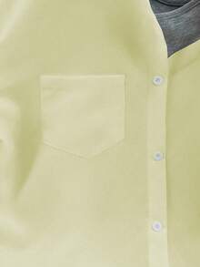 Franclia 女士常规白衬衫，带假吊带，露肩中袖二合一，优雅休闲通勤时尚派对商务百搭 - 淡黃色 - 查看 3