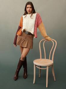 WESTFADE 撞色针织圆领长袖套头毛衣，适合春季、度假、夏季、春假、节日、休闲、可爱、波西米亚风、纳什维尔、乡村音乐会、西部牛仔风等场合穿着。 - 彩色 - 查看 3