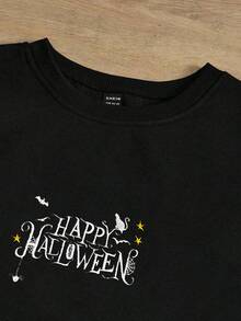 INAWLY Sweatshirt Streetwear Motif Bordir Huruf Ukuran Besar Longgar untuk Wanita, Ukuran Besar untuk Musim Dingin, Gugur, dan Musim Semi - Hitam - View 5