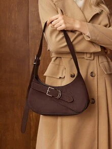 MOTF PREMIUM BUCKLE DECOR PU LEATHER SHOULDER BAG