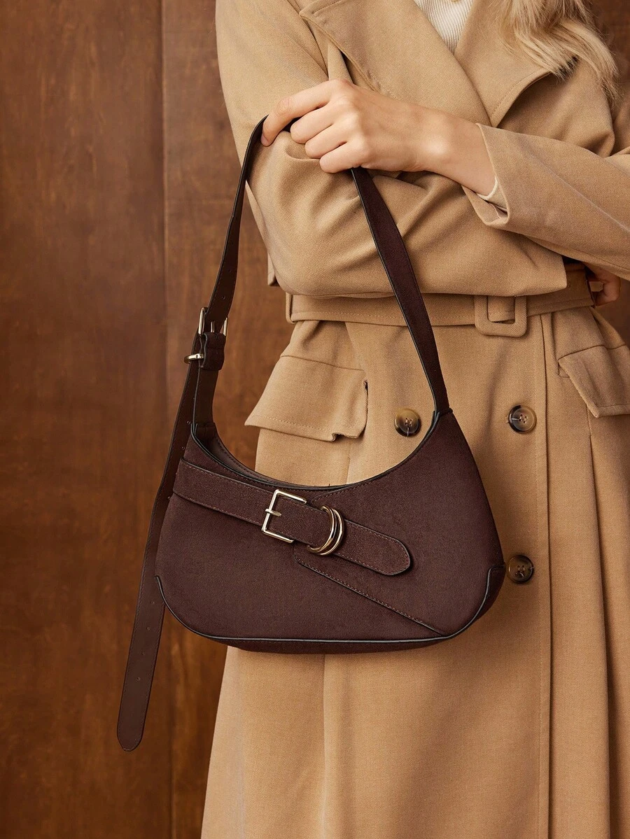 MOTF PREMIUM BUCKLE DECOR PU LEATHER SHOULDER BAG