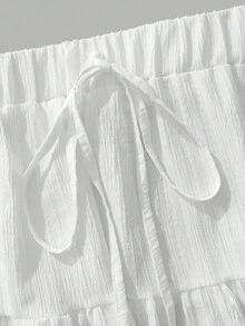 SHEIN EZwear Casual Vacation Style Women's Layered Cake Skirt, Suitable For Summer Vacation, Island, Party, Versatile, Early Autumn - Multicolor - View 5