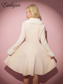 Fall Winter Vintage Teen Girl Apricot Overcoat With White Fur Collar, A-Line Silhouette, Casual & Elegant, Autumn/Winter Girls Winter Coat Faux Fur Coat Girls Beige Coat Teen Teen Coat Girls Coat