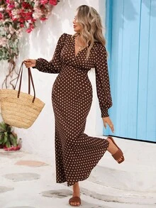 Vivid Eden Women's Polka Dot Print Dress, Casual Vacation Style