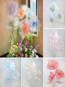 1 件 40/50 厘米大型仿真花橱窗展示 3D 大型人造花悬挂纱网镂空假花婚礼装饰 - 彩色 - 查看 5