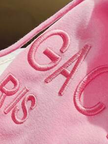 Resyla 字母刺绣长袖连帽衫，带口袋，适合送给朋友的礼物 - 粉色 - 查看 5