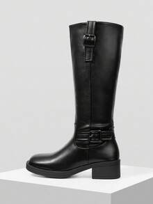 Mnmlis 女士柔软舒适通勤及膝靴 - 黑色 - 查看 4