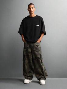 SUMWON 阔腿复古军装工装裤 宽松迷彩图案 多口袋作战裤 街头风宽松版型 工作服 休闲 - 彩色 - 查看 3