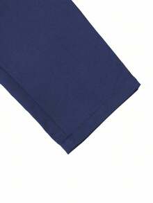 Manfinity Mode Men Slant Pocket Suit Pants Without Belt, Men's Dress Pants, Men Slim Fit Pants, Dark Blue Pants, Men's Stretchy Dress Pants - Navy Blue - View 7