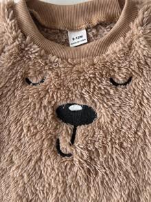 4 件套男婴罗纹针织圆领毛绒趣味 3D 刺绣耳朵插肩袖长袖上衣和裤子时尚休闲服装套装 - 彩色 - 查看 5