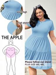 Solflare Black Short Sleeve Loose Fit Plus Size T-Shirt Dress, Spring/Summer Clothes,Back To School