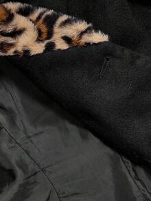 SHEIN MOD 女士豹纹拼布黑色西装套装 - 黑色 - 查看 5