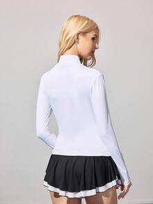 CourtClass Women's Autumn/Winter Personalized Letter Print Zip-Up Slim Fit Casual Sports Daily Jacket - White - View 2