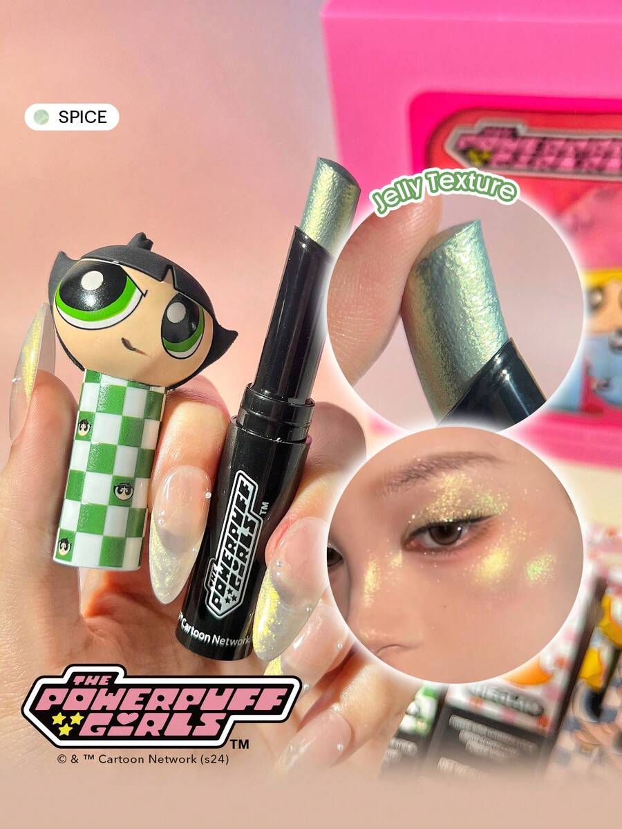 The Powerpuff Girls X SHEGLAM Power-Noia Shimmer Stick-Spice 高光粉 高光效果 藍綠色反光光澤 多用途高光單色眼影 亮澤臉部彩妝 品牌 美容 化妝 化妝品 適合女性與女孩 完美搭配冬季春季 Y2K 時尚 流行 生日 情人節禮物 假期 派對準備就緒 最佳顏色 - Spice - 查看 1