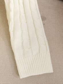 SHEIN Serisse Kids Tween Girls Elegant Round Neck Waist Fitted Knit Midi Dress With Contrast Front Bow For Winter, Knitted Dress Solid White Long Sleeve Knit Dress, Classic Elegant Round Neck Waist Fitted Knit Midi Dress. White Winter Dress, Autumn Winter White Knitted Dress, White Long Sleeve Dress Fall Tween Modest Dress Mom And Daughter Matching Dress Girls Spring Autumn French Style Dress Mommy And Me Dress