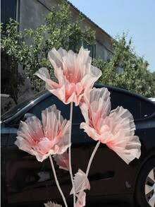 1 件 40/50 厘米大型仿真花橱窗展示 3D 大型人造花悬挂纱网镂空假花婚礼装饰 - 彩色 - 查看 6