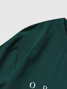 Manfinity Homme Plus Size Men's Casual Versatile Letter Print T-Shirt, Summer