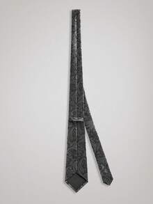 OFFICEAU Luxury 8CM Men Tie Gray Grey Black & White Color Dot Stripes Floral Necktie For Man Groom Jacquard Woven Neck Tie For Business Wedding Party