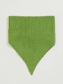 SHEIN Unity 女式纯色不对称下摆时尚抹胸罗纹针织上衣 - 綠色 - 查看 3