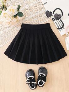 Emery Rose Kids Emery Rose Kids Young Girl Solid Color Pleated Knit Skirt, Casual & Versatile , Back To School