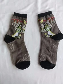 ROMWE Grunge Punk 2 Pairs Unisex Creative Halloween Mid-Calf Socks - Multicolor - View 2