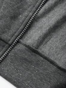 DAZY Women's Hooded Sweatshirt, Shiny Fabric, Long Sleeve, Loose Fit, Casual, Thermal Lined Hoodie Sweatshirt Fall/Winter