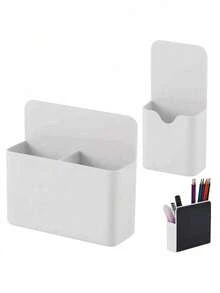 1/2pcs Magnetic Pen Holder, Magnetic Dry Wipe Marker Holder, With Large Compartment, Strong Magnet Storage Marker Pen Storage Box, Suitable For Refrigerator, Whiteboard, And Storage Cabinet Accessories,Desk Organiser,Pencil Case,Pen Holder,Plush Pencil Case,Pencil Case Cute,Office Desk Organiser,Material,Marker Organizer