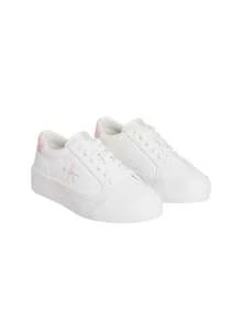 Calvin Klein Jeans Logo Tag Leather Vulcanised Women's Trainers White ...