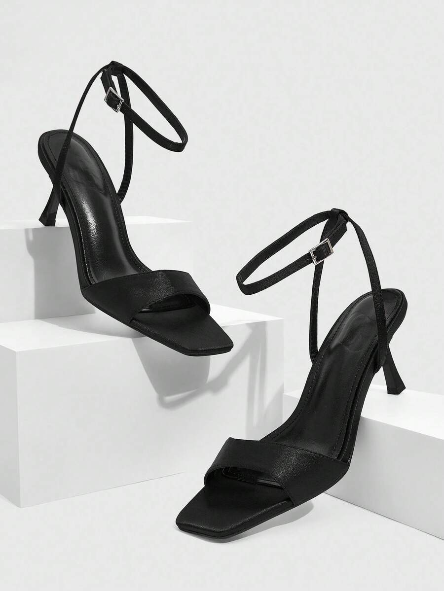 CUCCOO SZL Giày cao gót mũi vuông da rắn màu đen quai cài khóa cho nữ, gợi cảm và thanh lịch cho tiệc tùng và các dịp đặc biệt - màu đen - Xem 1