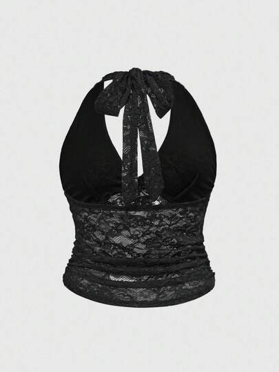 Goth Plus Size Women Gothic Cross Decor Lace Camisole