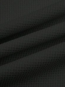 Elenzga 大码女装杏色纹理梭织阔腿裤，时尚通勤办公室百搭金属扣小脚裤，女式长裤，女式阔腿裤 - 黑色 - 查看 8