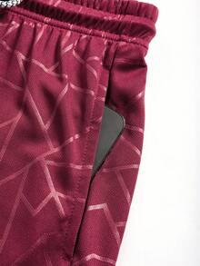 Manfinity Sport Corelite Men's Bull Print Drawstring Waist Double Layer Sports Shorts - Burgundy - View 6