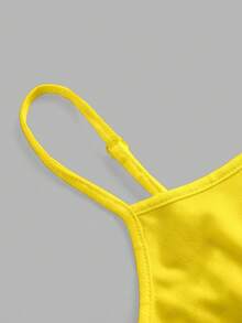 SHEIN EZwear Women's Brazil Pattern Printed Yellow Casual Sexy Tight Camisole Top, Suitable For Summer Back To School - Yellow - View 5