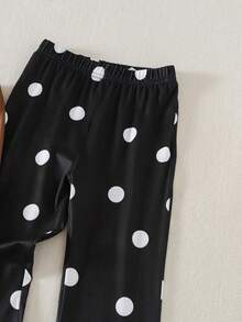 4 件套年轻女孩喇叭裤，波尔卡圆点，豹纹，千鸟格，纯黑色复古时尚百搭紧身裤，适合春、夏、秋、冬