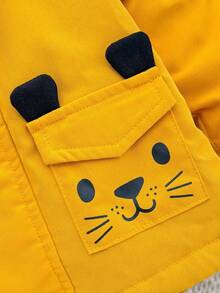 SHEIN Newborn Baby Girl Cute Cartoon Pattern Hooded Jacket, Versatile For Autumn/Winter Fall - Yellow - View 4
