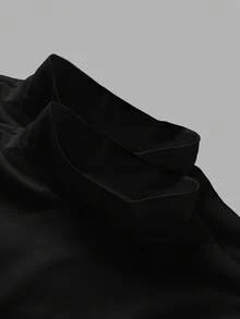 SHEIN EZwear 2件套女式黑色立领修身长袖打底T恤套装 - 黑色 - 查看 8